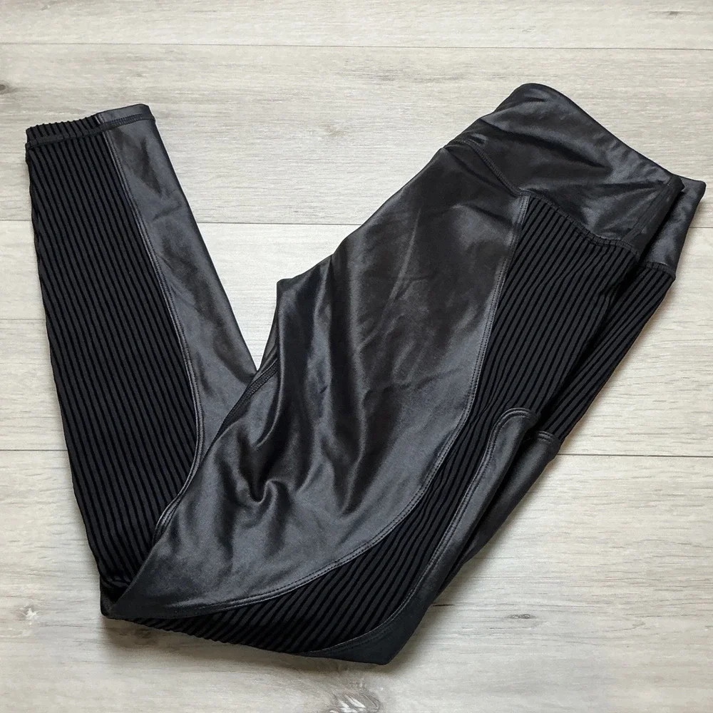 Fabletics Motion365+ Contour Leggings Women S Black Shine New‎ With Tags